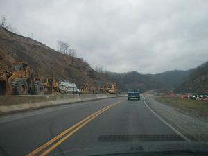 Construction equipment along KY 645 in Martin County (January 3, 2003)