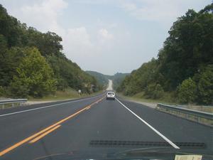 KY 80 approaching the Rockcastle River between Pulaski and Laurel Counties. (July 6, 2003)