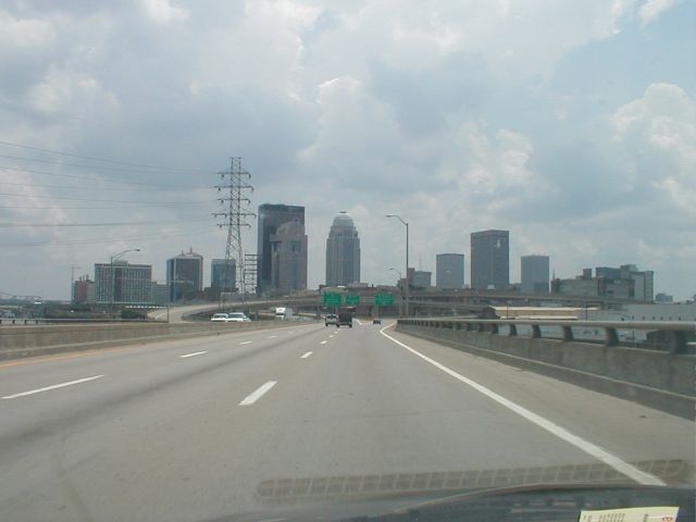 I-64 eastbound heading towards downtown Louisville (July 6, 2003)
