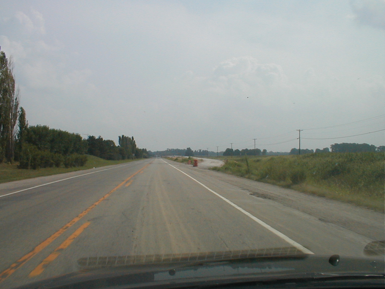 Facing south on US 231 towards the bridge. This is where work on the Indiana approach begins.