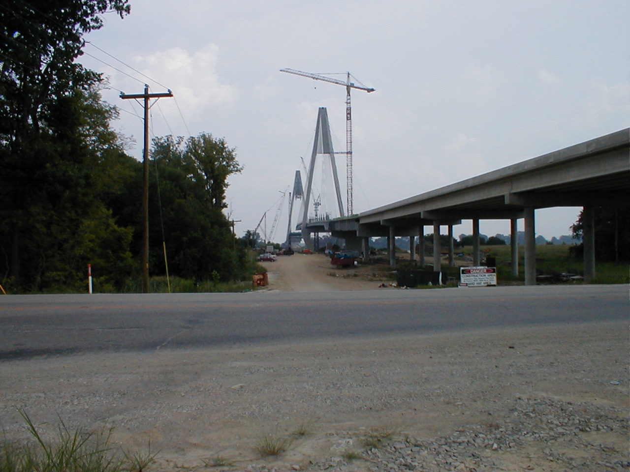 Taken near the IN 66/US 231 intersection. Here it can be seen there the deck of the bridge is not yet complete.