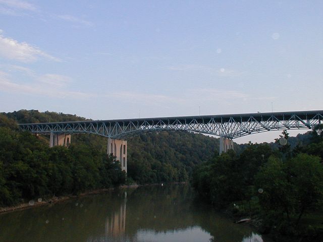 The I-75 Clays Ferry Bridge as viewed from the east on KY 2328's bridge over the Kentucky River.