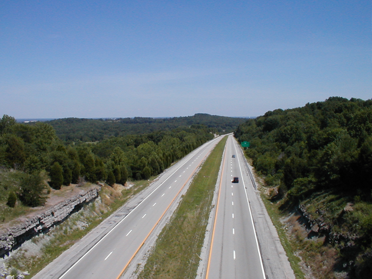 From the top of the bridge looking south over the parkway.