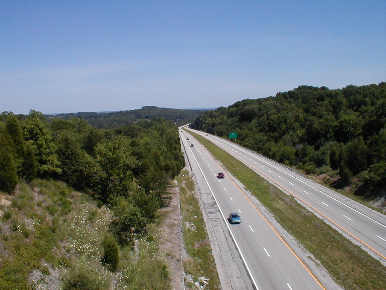 From the top of the bridge looking south over the parkway.