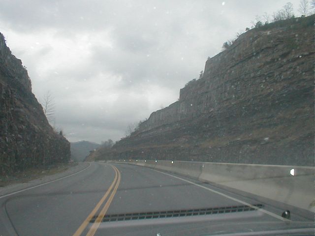 Road construction along KY 645 south of Inez heading towards KY 40 in Martin County (January 3, 2003)
