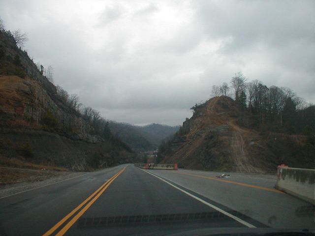Road construction on KY 645 south of Inez in Martin County (January 3, 2003)