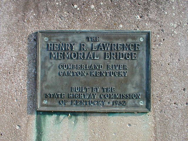 Plaque honoring the Henry R. Lawrence Memorial Bridge carrying US 68/KY 80 over Lake Barkley.