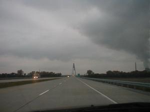 Approaching the William H. Natcher Bridge on US 231 northbound (October 26, 2002)