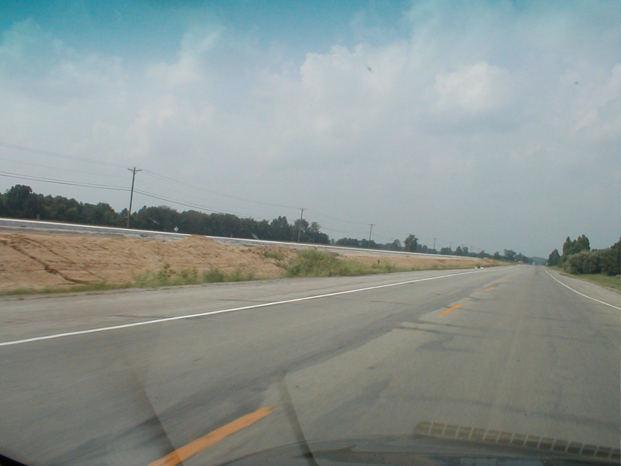 Facing north on US 231: the roadbed for the Indiana approach is under construction.