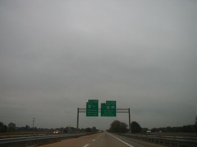 Signage for the US 60 By-pass at the eastern end of the Audubon Parkway (October 26, 2002)