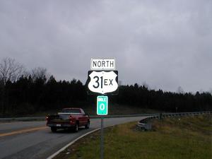 Start of US 31EX north bound south of Mount Washington.